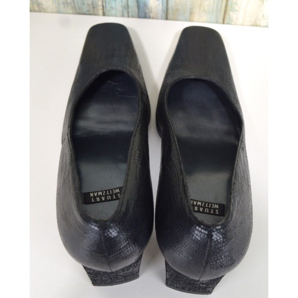Stuart Weitzman Size 6 Black Snake Print Chic Pumps - Picture 7 of 10